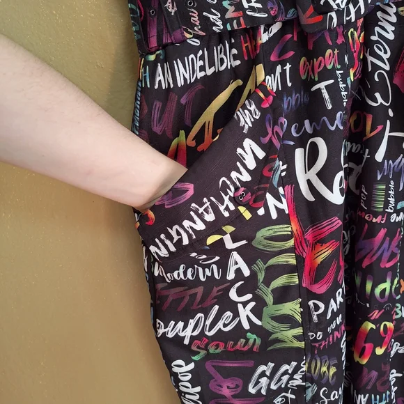 L'atiste Colorful Graffiti Print Full Length Belted Mechanic Style Jumpsuit - Picture 13 of 16